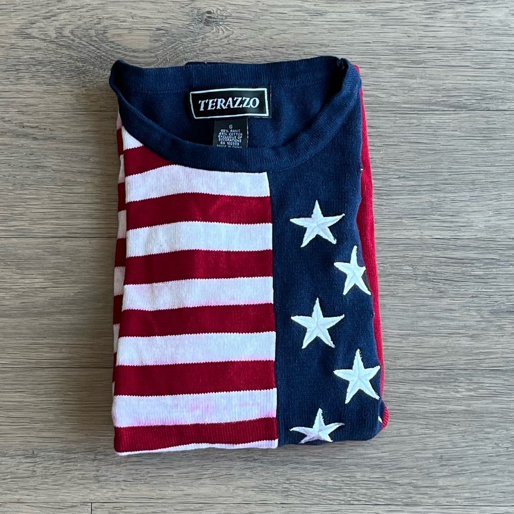 USA Flag Themed Crew Neck Sweater